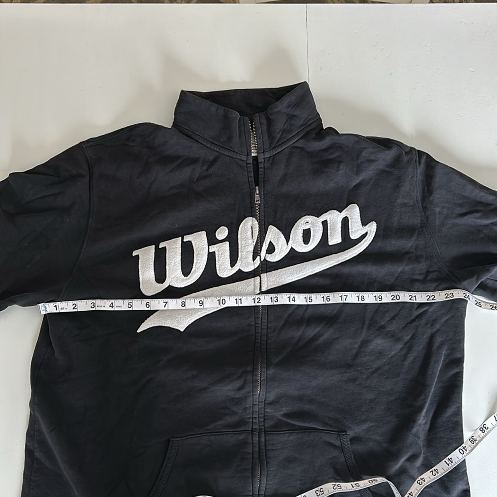 Wilson retro warm up sweatshirt jacket navy blue / white size large men - Picture 7 of 9